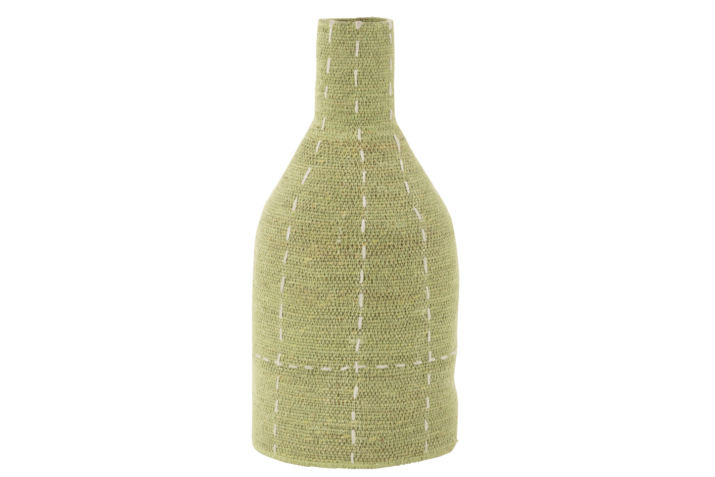 VASE BOTTLE SHAPE DOTTED LINES SEAGRASS GREEN/WHITE