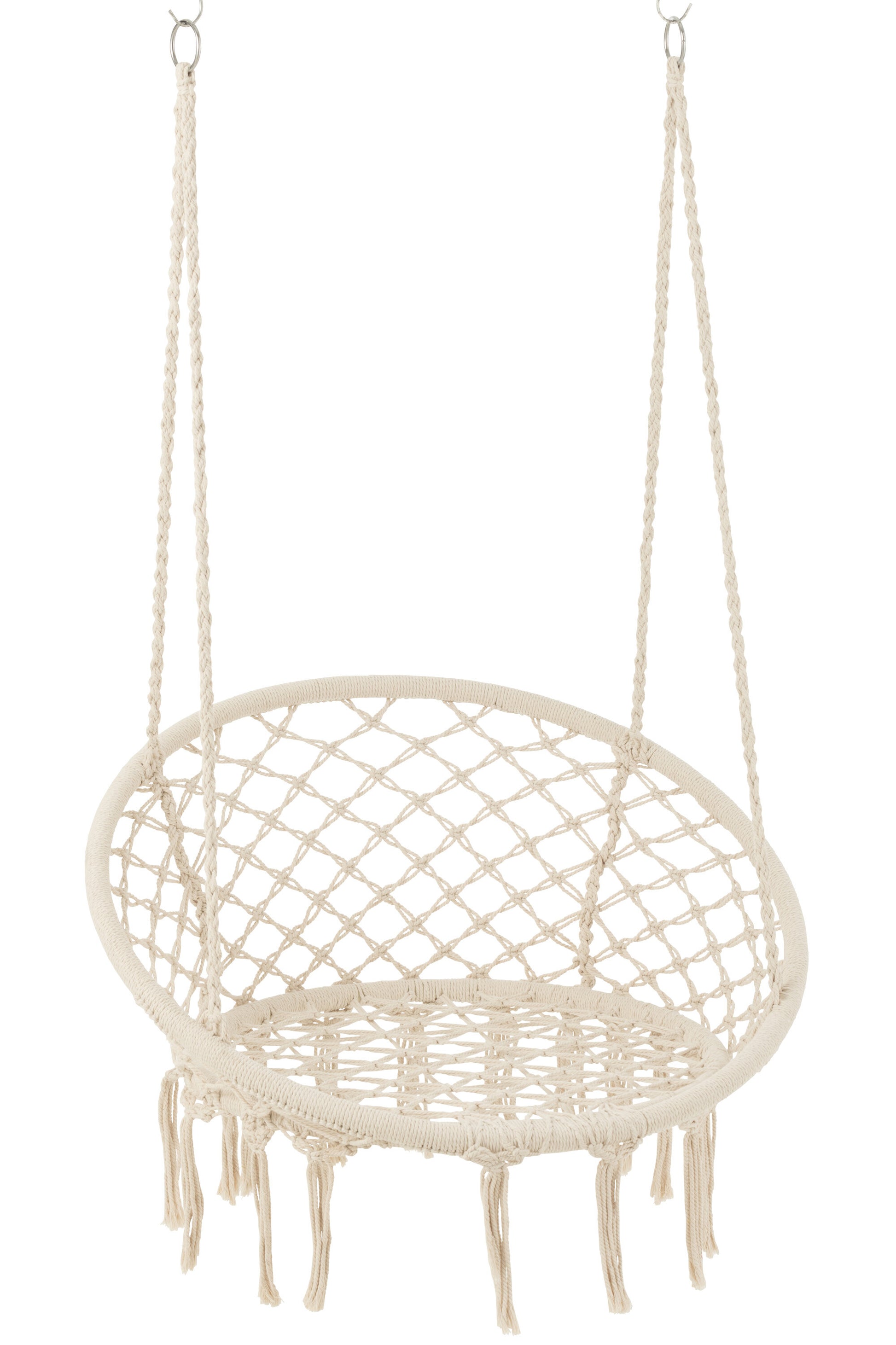 SWINGING CHAIR MACRAMÉ+TASSELS POLYESTER BEIGE