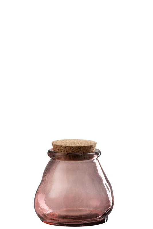 STORAGE JAR GLASS SALMON PINK SMALL