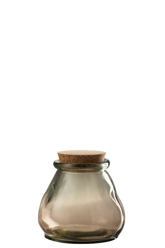 STORAGE JAR GLASS LIGHT BROWN SMALL