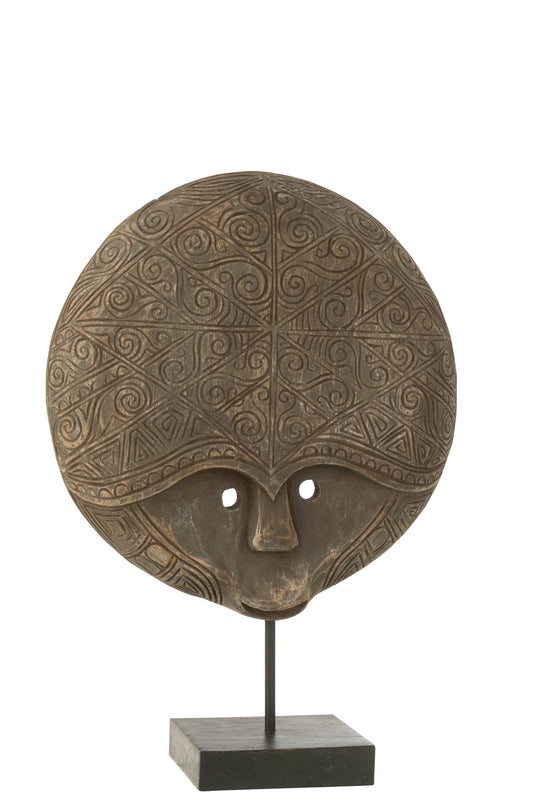 MASK ON STAND JULIEN ALBASIA WOOD BROWN