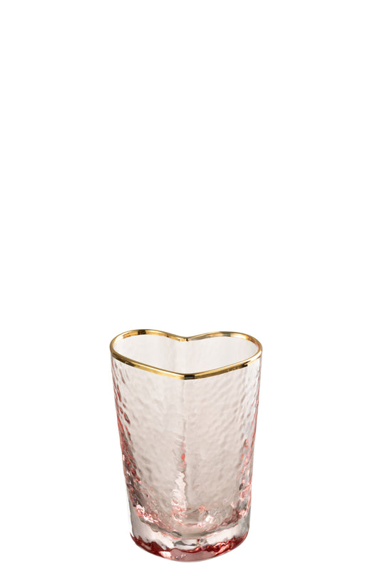 DRINKING GLASS HEART GLASS GOLD/PINK