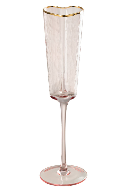 CHAMPAGNE GLASS HEART GLASS GOLD/PINK