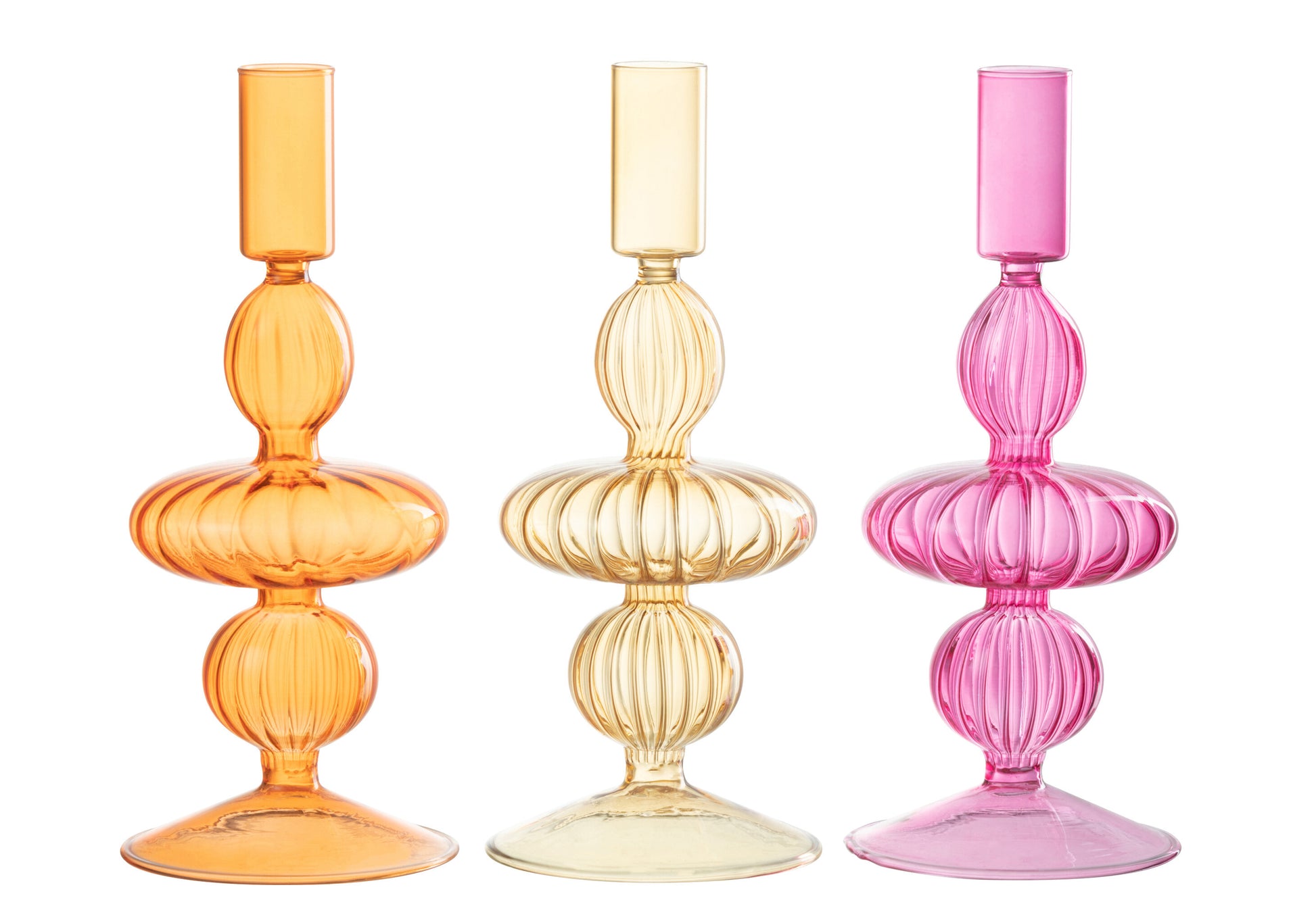 CHANDELLIER BOLLEN GLASS ORANGE/PINK/OCHRE ASSORTIMENT OF 3