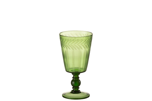 DRINKING GLASS LEAVES GLASS GREEN