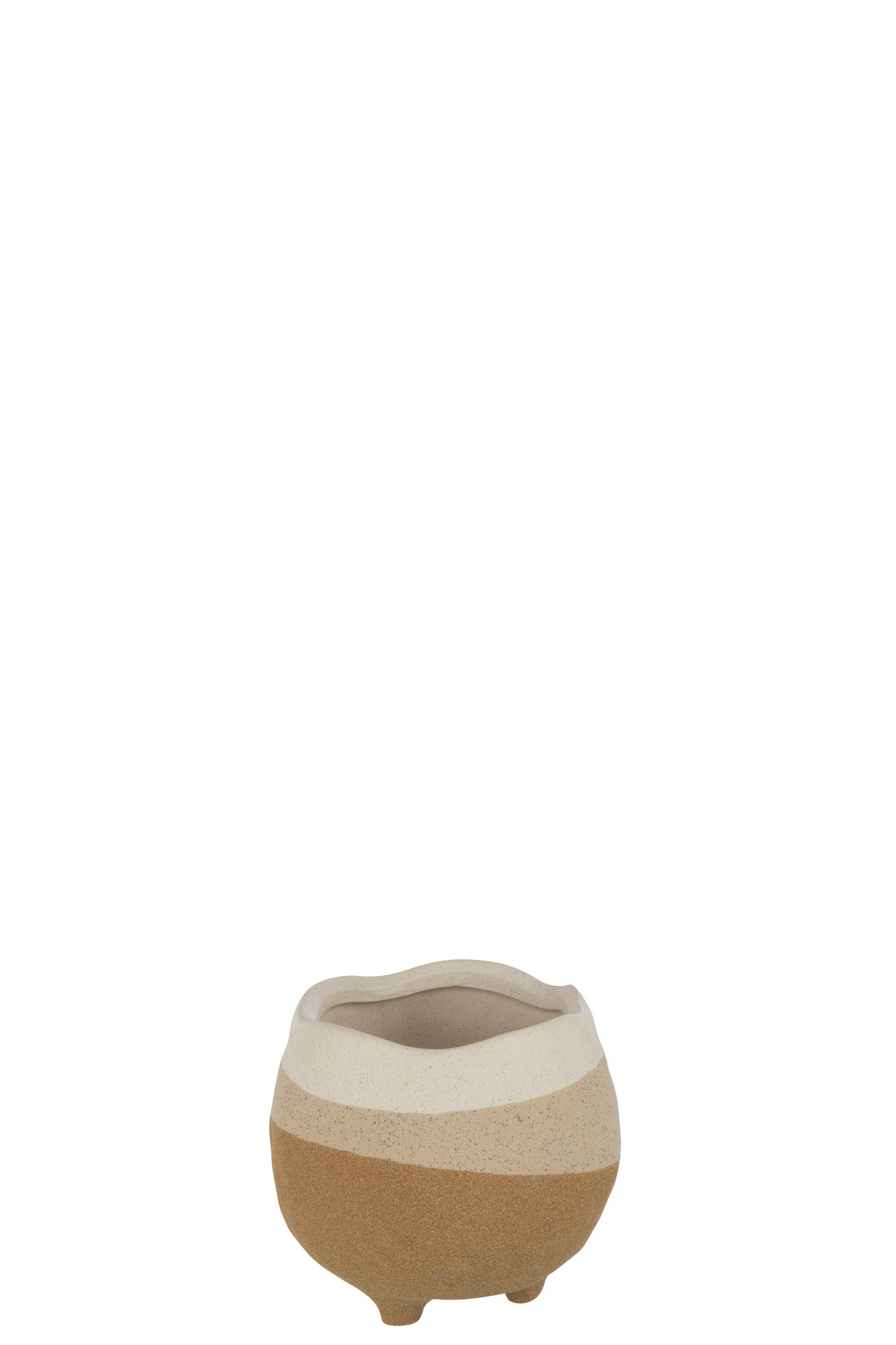 FLOWER POT +FOOT CERAMIC BEIGE/LIGHT BROWN SMALL