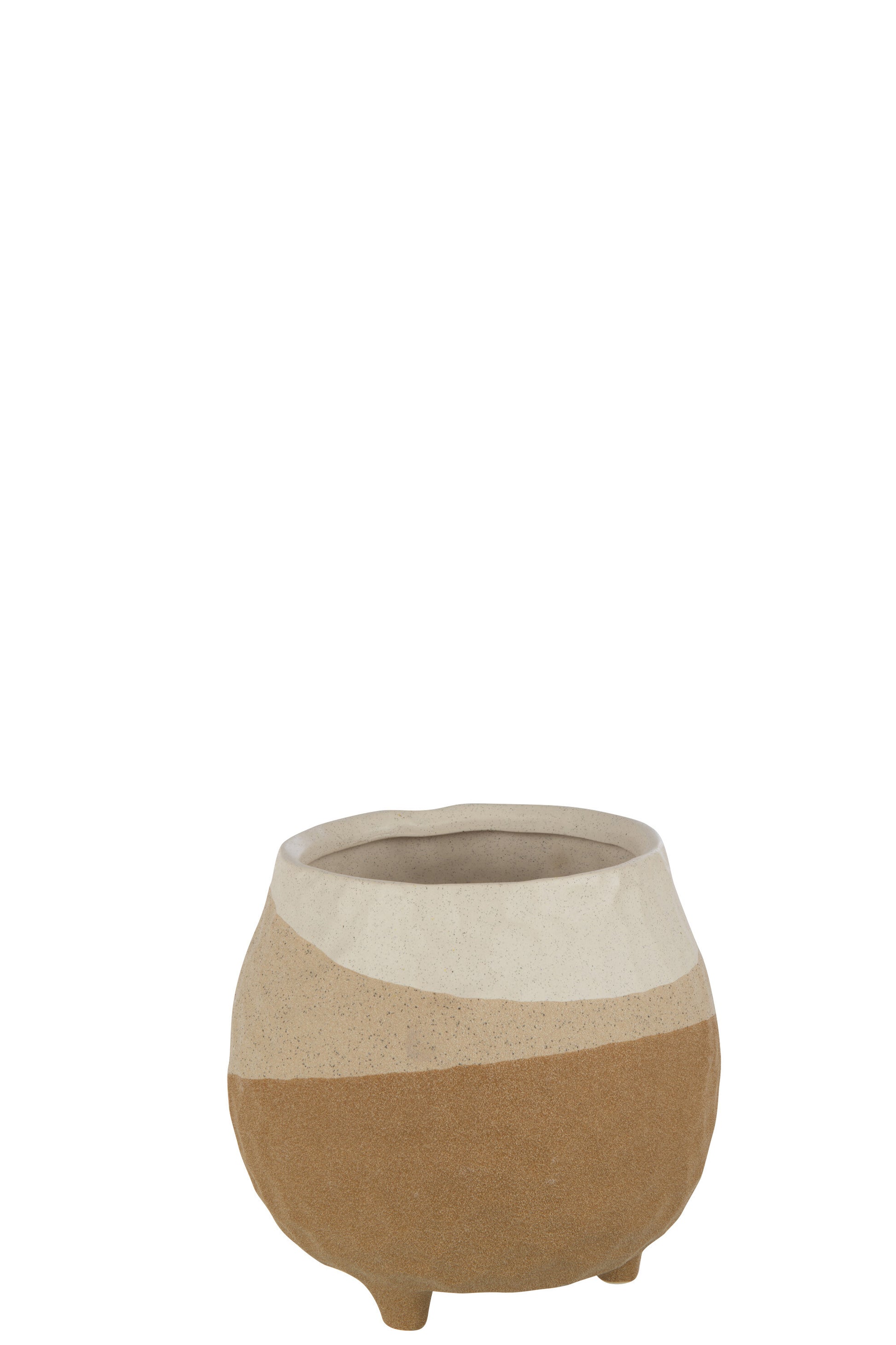 FLOWER POT +FOOT CERAMIC BEIGE/LIGHT BROWN LARGE