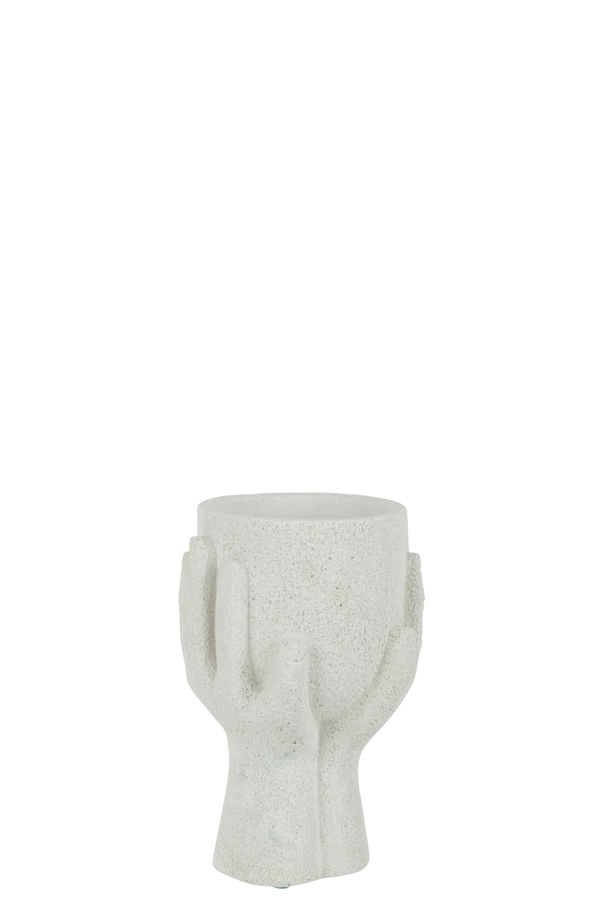 FLOWERPOT HANDS CEMENT WHITE SMALL