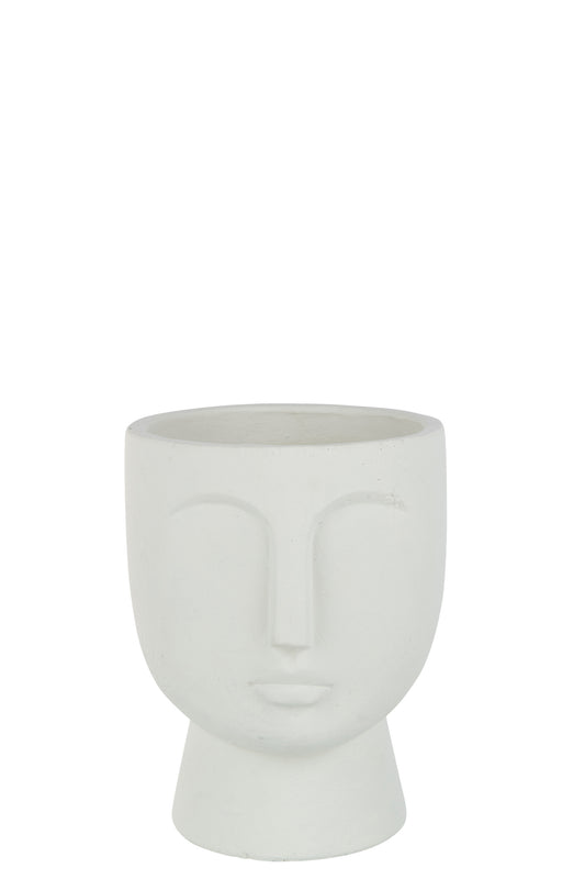 FLOWERPOT FACE CEMENT WHITE LARGE