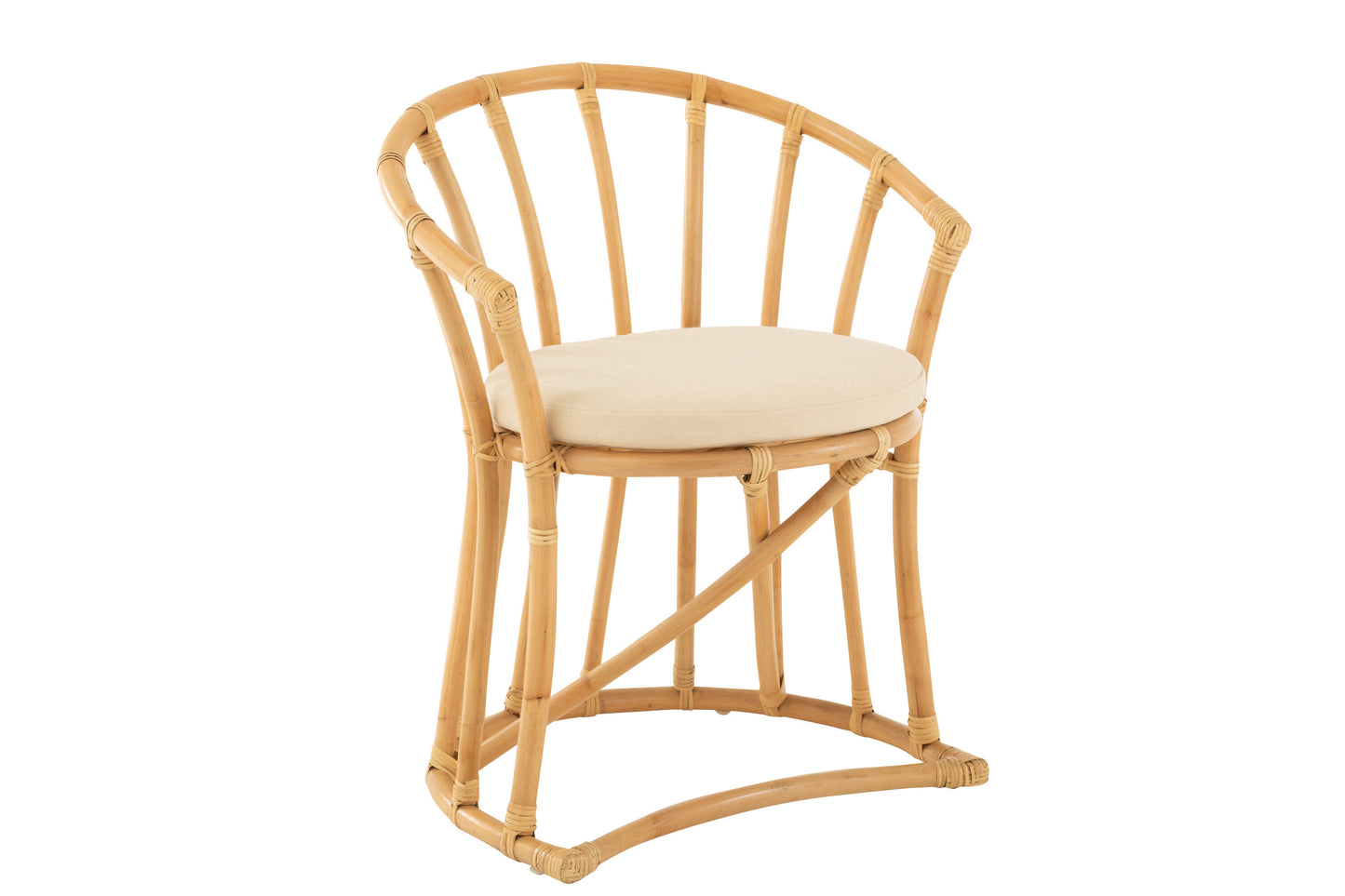 CHAIR+CUSHION RATTAN/TEXTILE NATURAL/WHITE