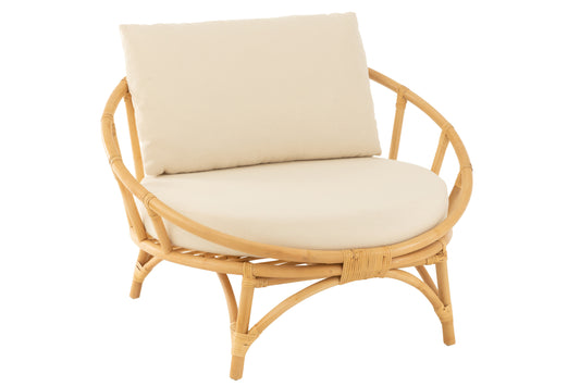 CHAIR+CUSHION RATTAN/TEXTILE NATURAL/WHITE