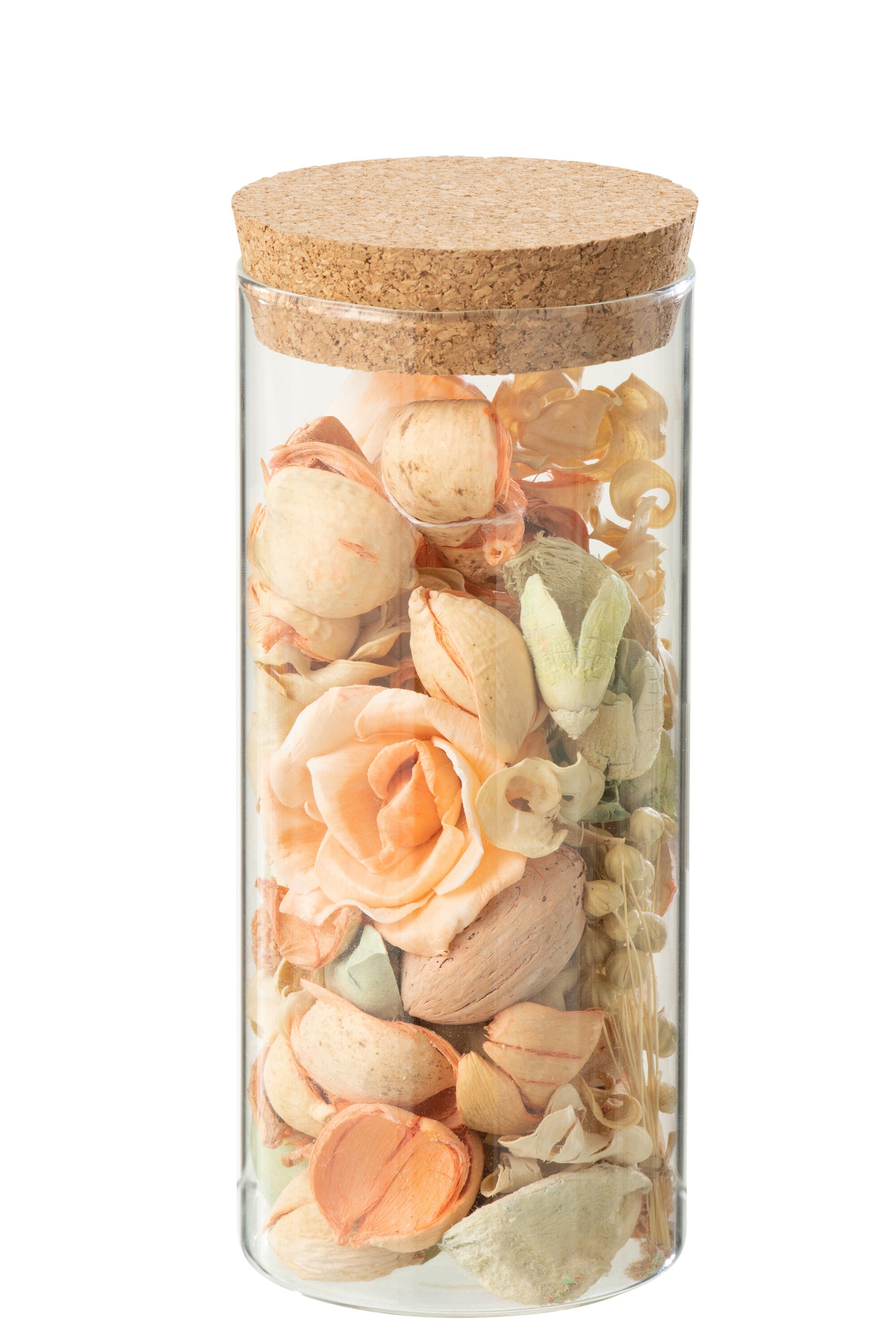 DRIED FLOWER+PINEWOOD PEACH BELANI IN POT GLASS ORANGE