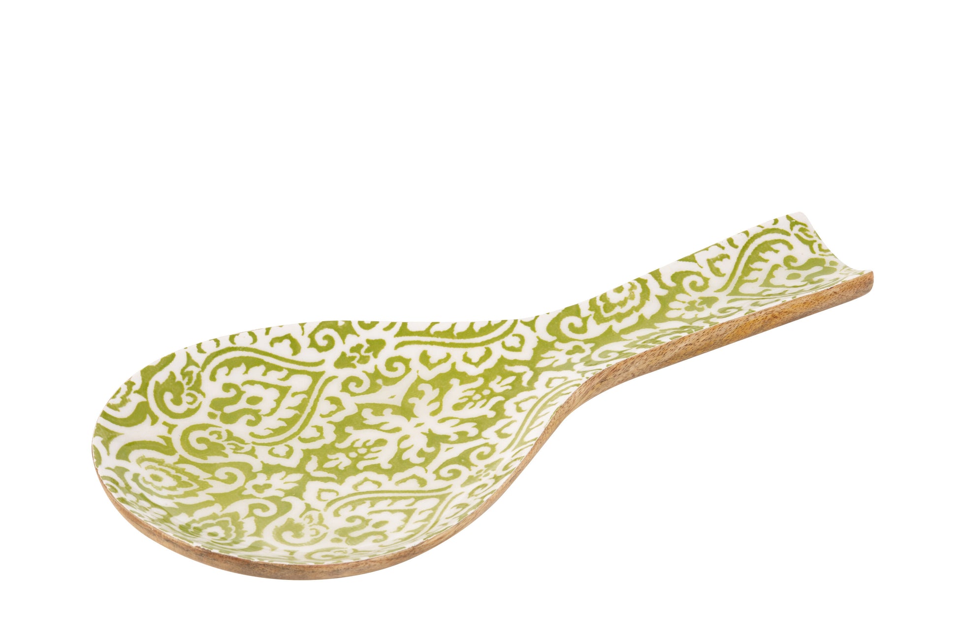 SPOON PATTERN MANGO WOOD GREEN/WHITE