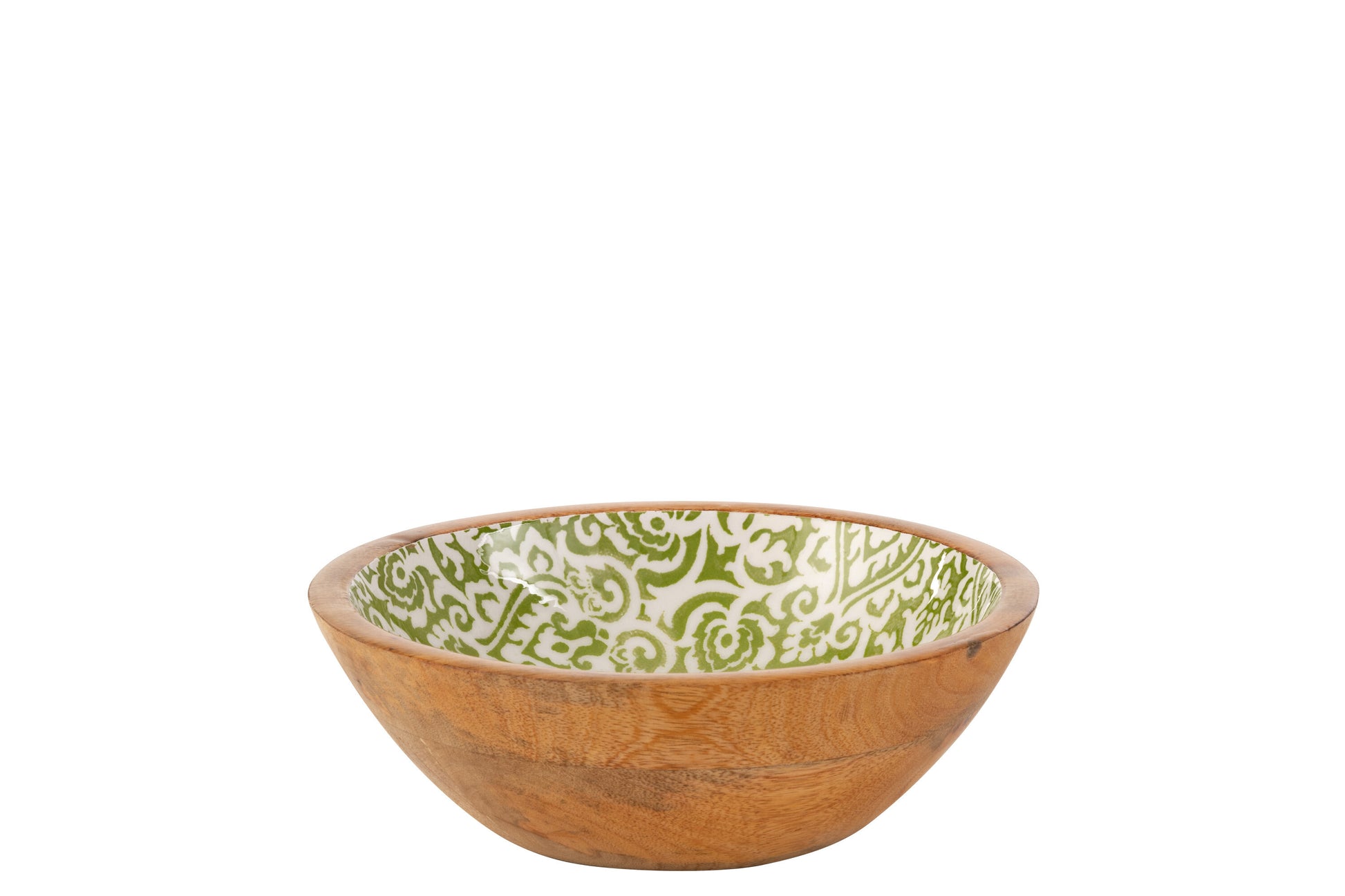 BOWL PATTERN MANGO WOOD GREEN/WHITE SMALL