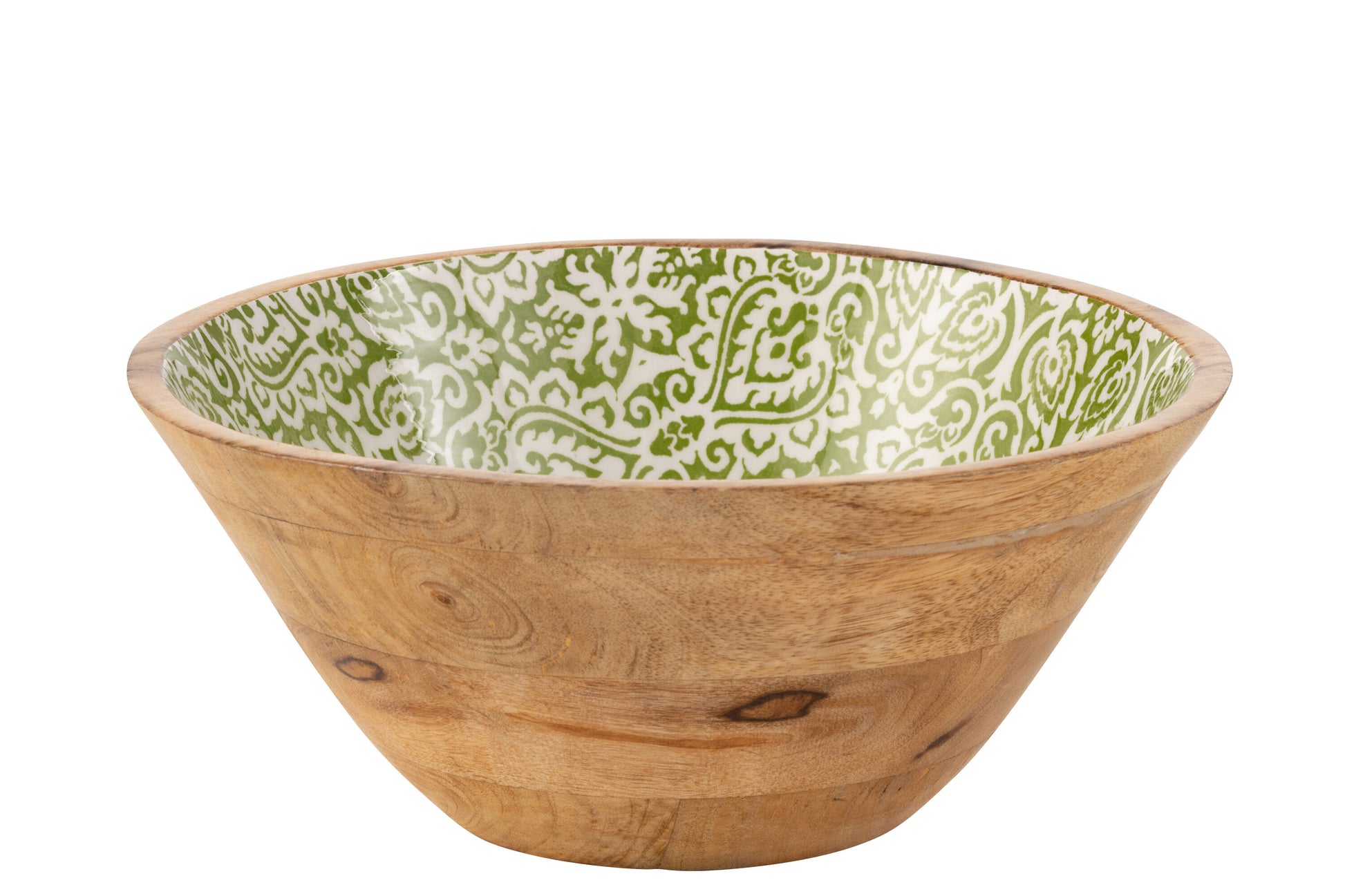 BOWL PATTERN MANGO WOOD GREEN/WHITE LARGE