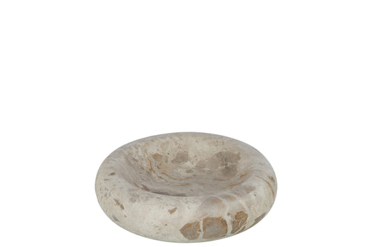 BOWL ROUND LOW MARBLE BEIGE SMALL