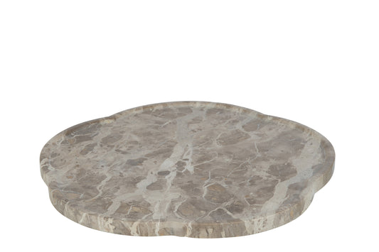 TRAY FLOWER ROTATING MARBLE BEIGE