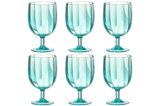 BOX OF 6 PIECES WINE GLASS PLASTIC BLUE