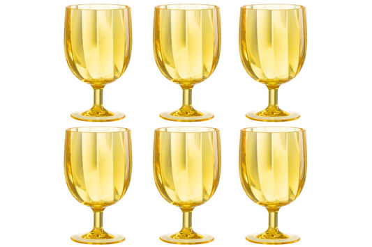 BOX OF 6 PIECES WINE GLASS PLASTIC YELLOW