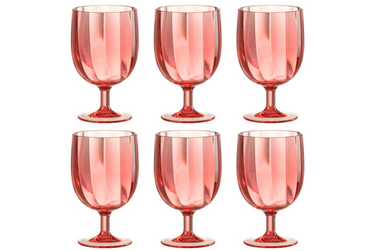 BOX OF 6 PIECES WINE GLASS PLASTIC RED