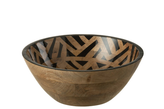 BOWL STAR MANGO WOOD BLACK/NATURAL LARGE