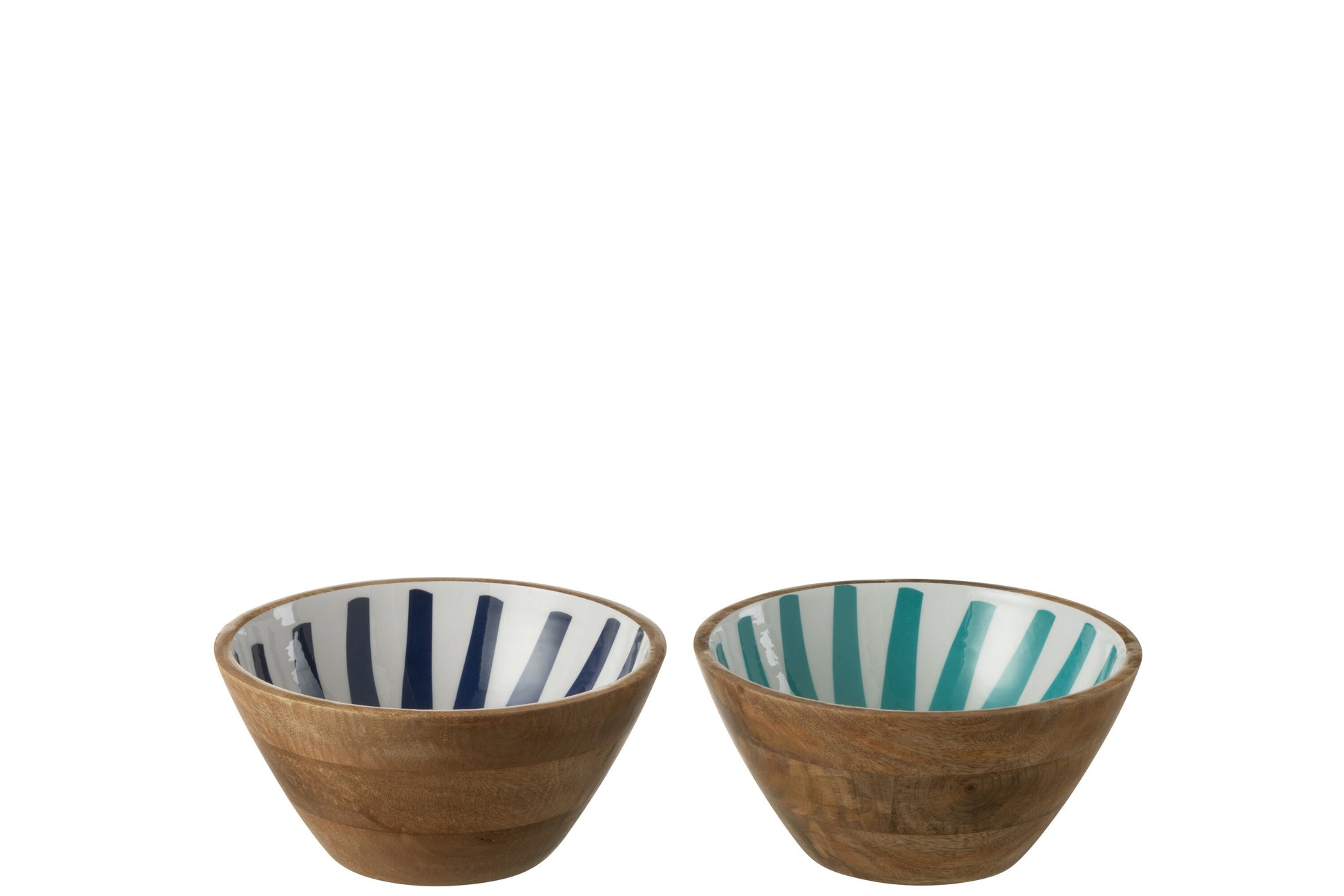 BOWL RAYS MANGO WOOD BLUE/WHITE MEDIUM ASSORTMENT OF 2