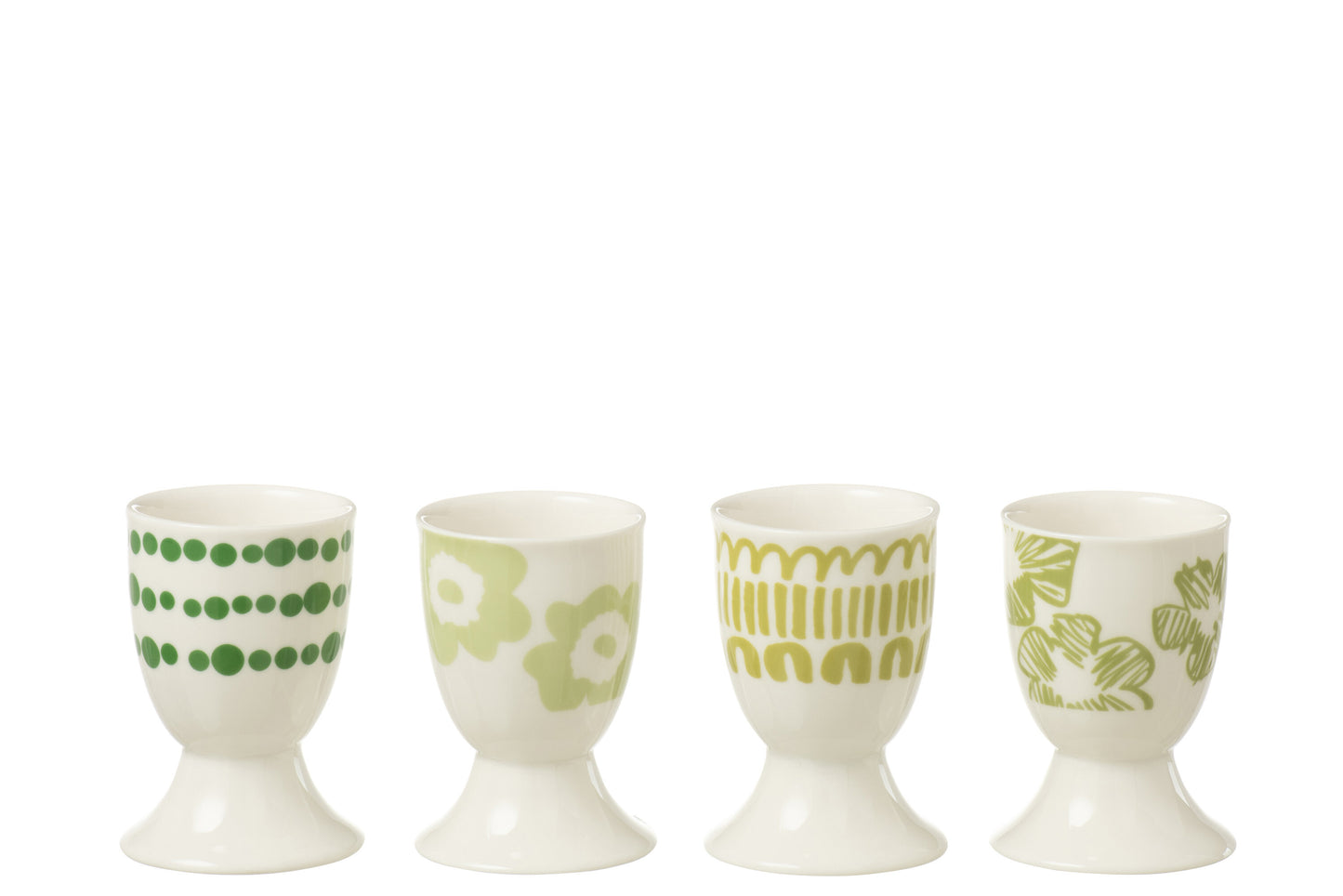 SET OF 4 EGG CUPS IN WINDOWBOX CERAMIC GREEN