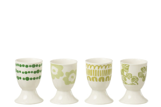 SET OF 4 EGG CUPS IN WINDOWBOX CERAMIC GREEN