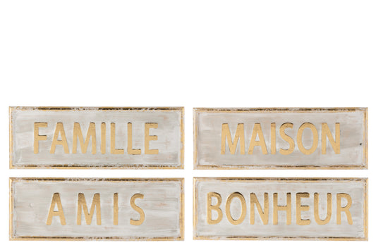 PLACARD FAMILLE/AMIS/BONHEUR/MAISON IRON OR ASSORTMENT OF 4