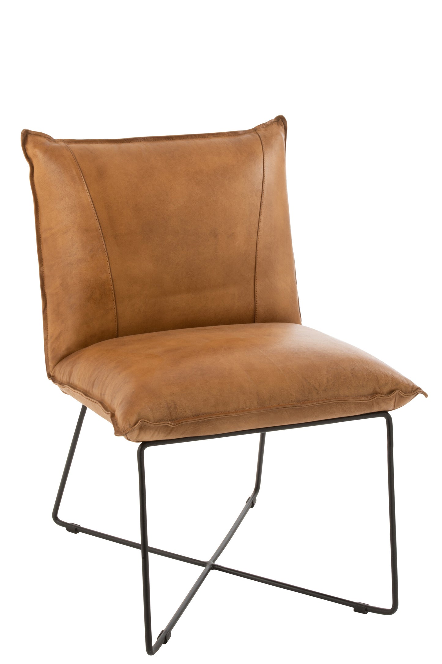 LOUNGE CHAIR AVI LEATHER/IRON CAMEL