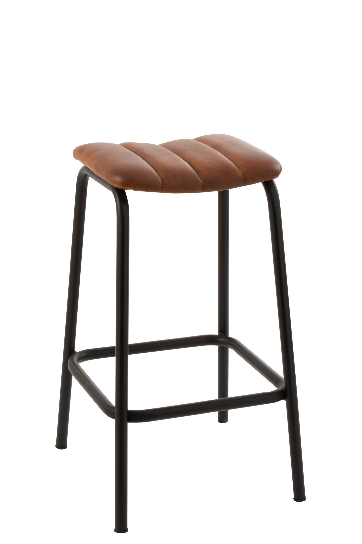 BAR CHAIR AVI LEATHER/IRON COGNAC