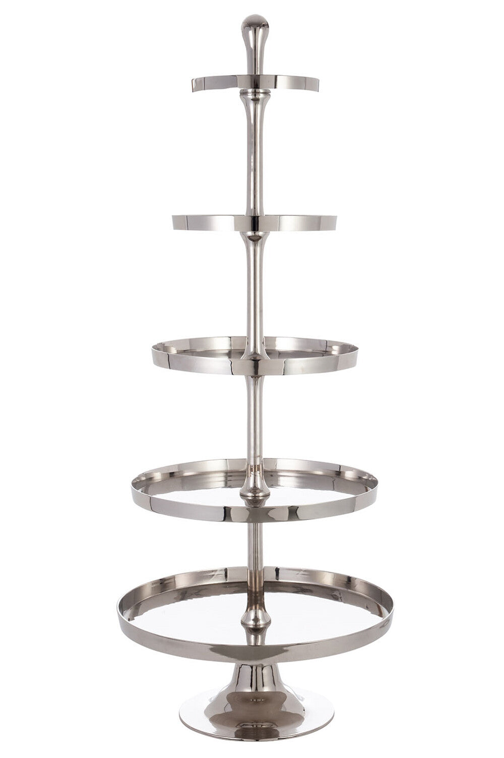 TRAY ON BASE ROUND 5 LEVELS ALUMINIUM SILVER