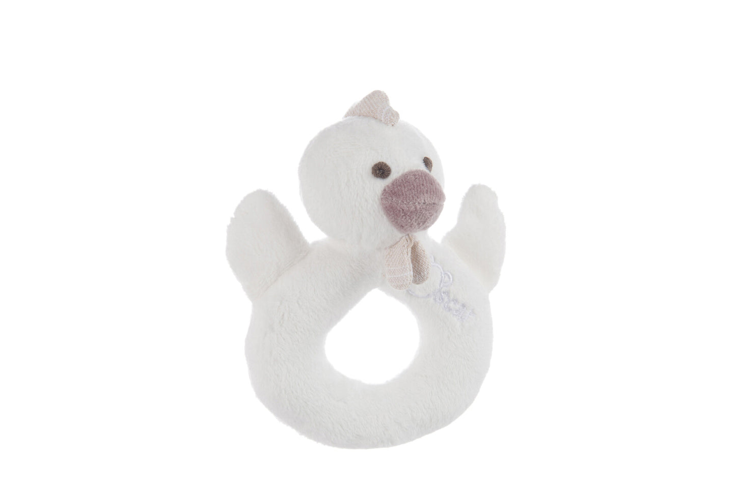 RATTLE CHICKEN PLUSH CREAM/TAUPE 14CM