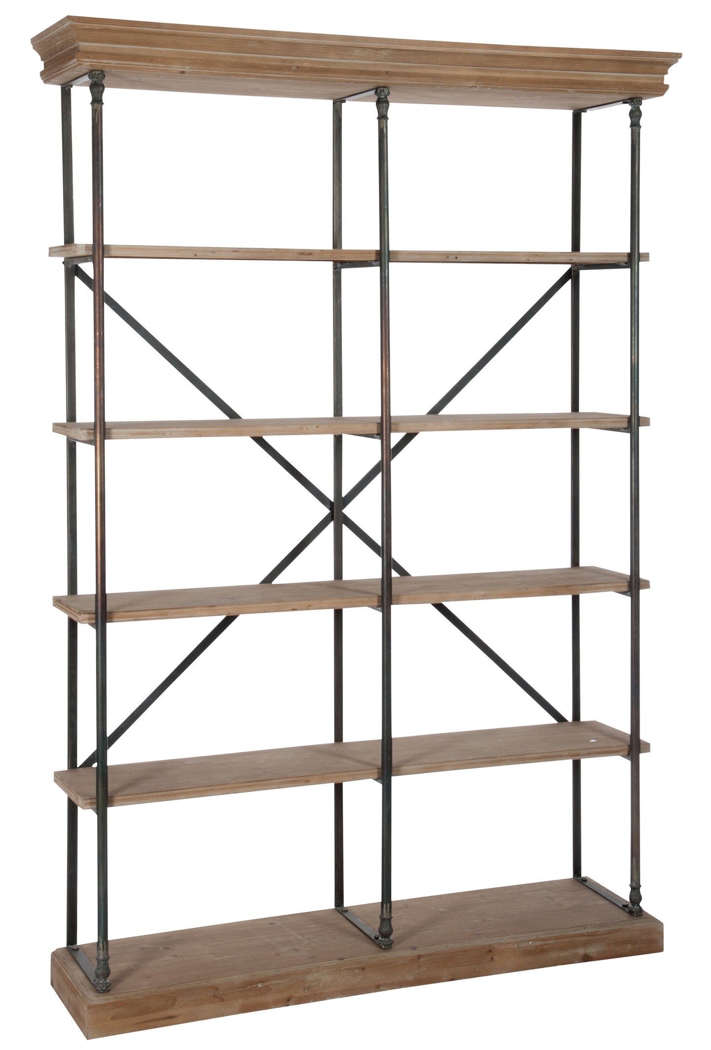 RACK CROSS 6 SHELVES METAL/WOOD NATURAL/BLACK