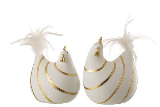 CHICKEN STRIPES POLY WHITE/GOLD LARGE ASS2