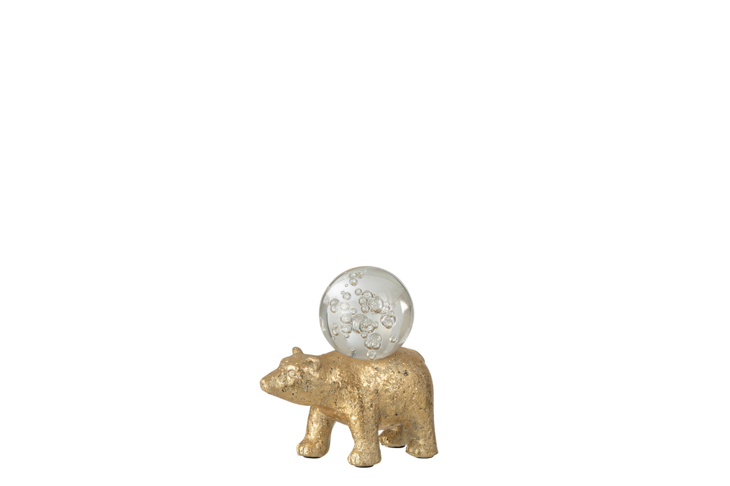 PAPERWEIGHT BEAR POLY/GLASS GOLD SMALL