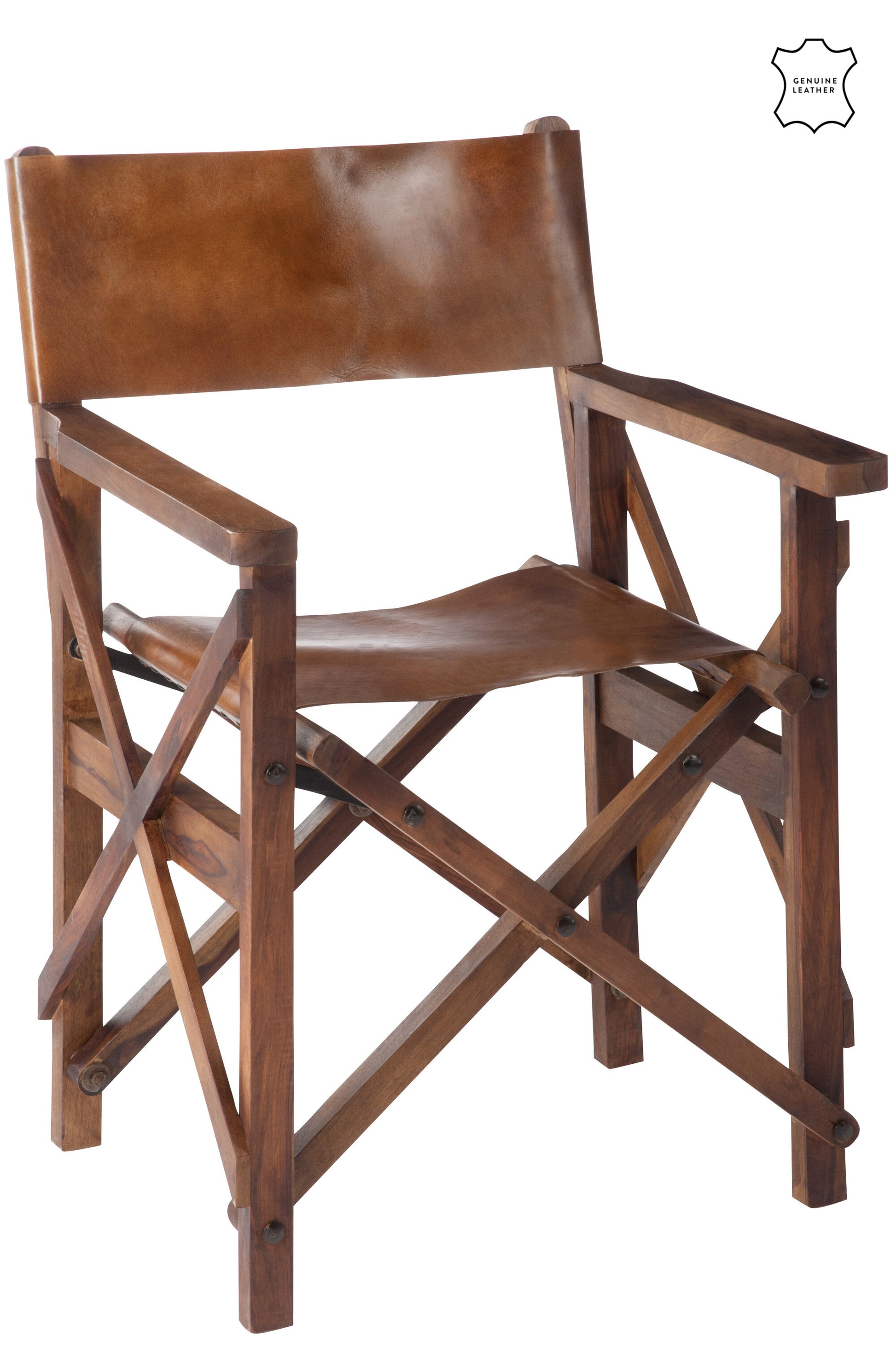 DIRECT CHAIR PLIABLE WOOD/LEATHER COGNAC XX