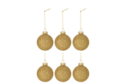 BOX OF 6 CHRISTMAS BAUBLES STARS GLASS GOLD SMALL