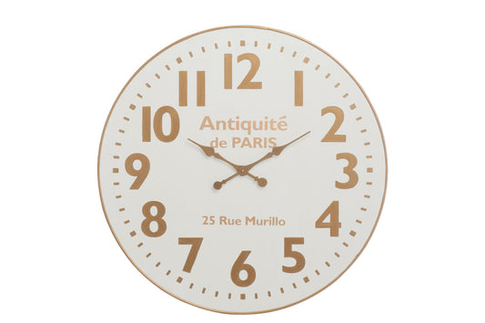 CLOCK ANTIQUITE DE PARIS WOOD WHITE/GOLD LARGE