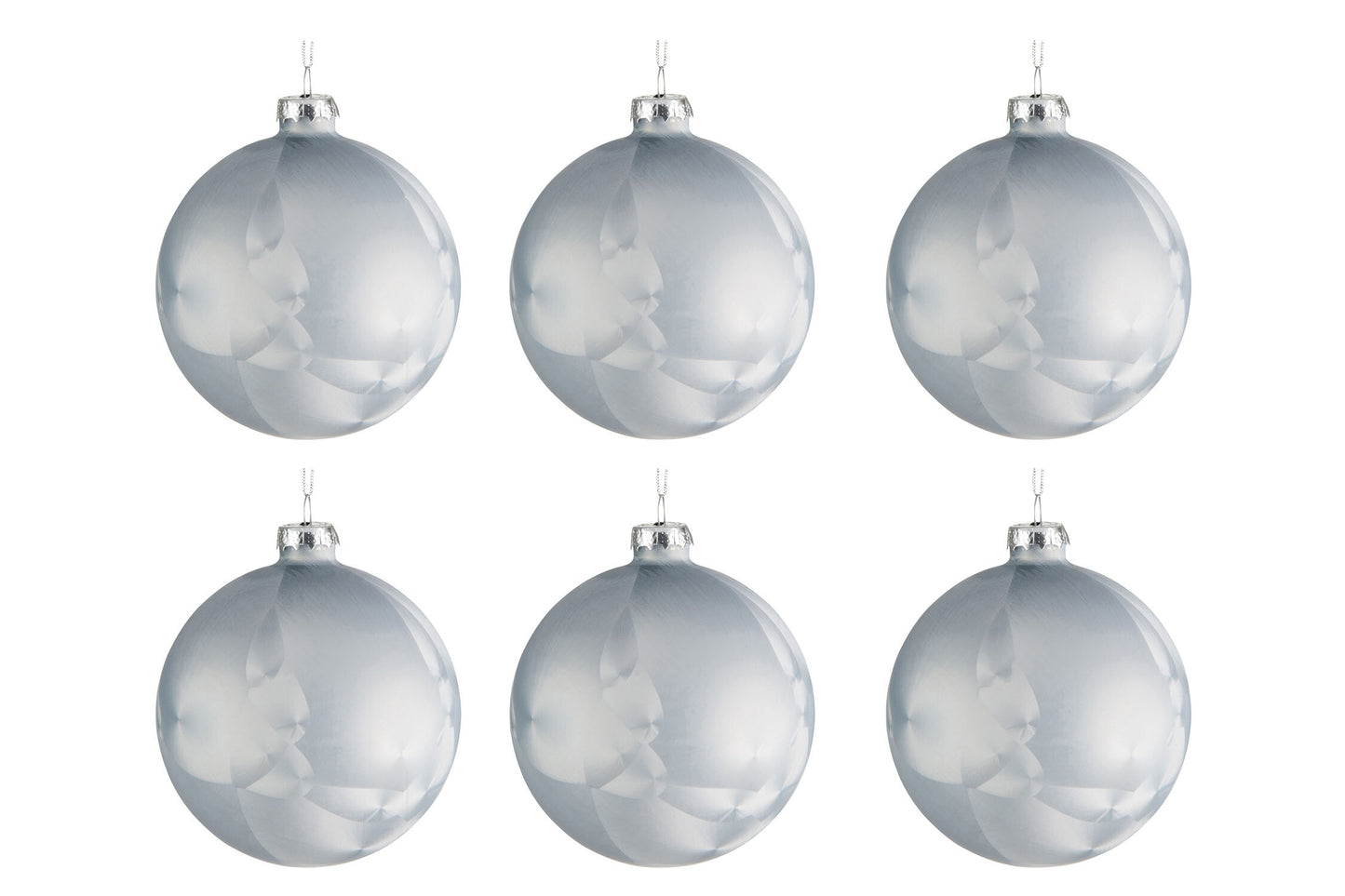 BOX OF 6 BAUBLE GLASS MAT ICE BLUE SMALL 8CM