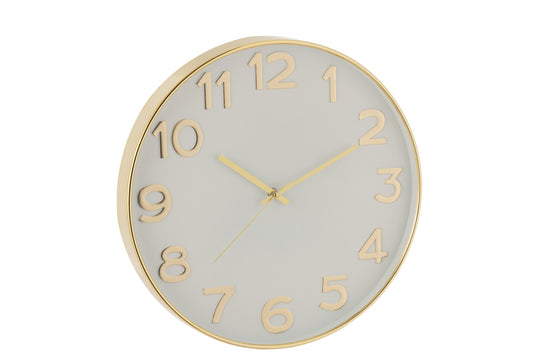 CLOCK ARABIC NUMERALS PLASTIC GOLD