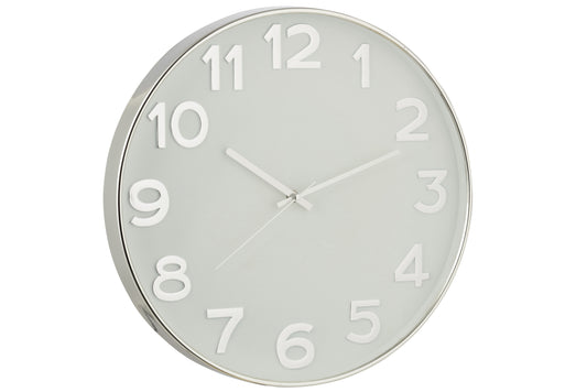 CLOCK ARABIC NUMERALS PLASTIC SILVER