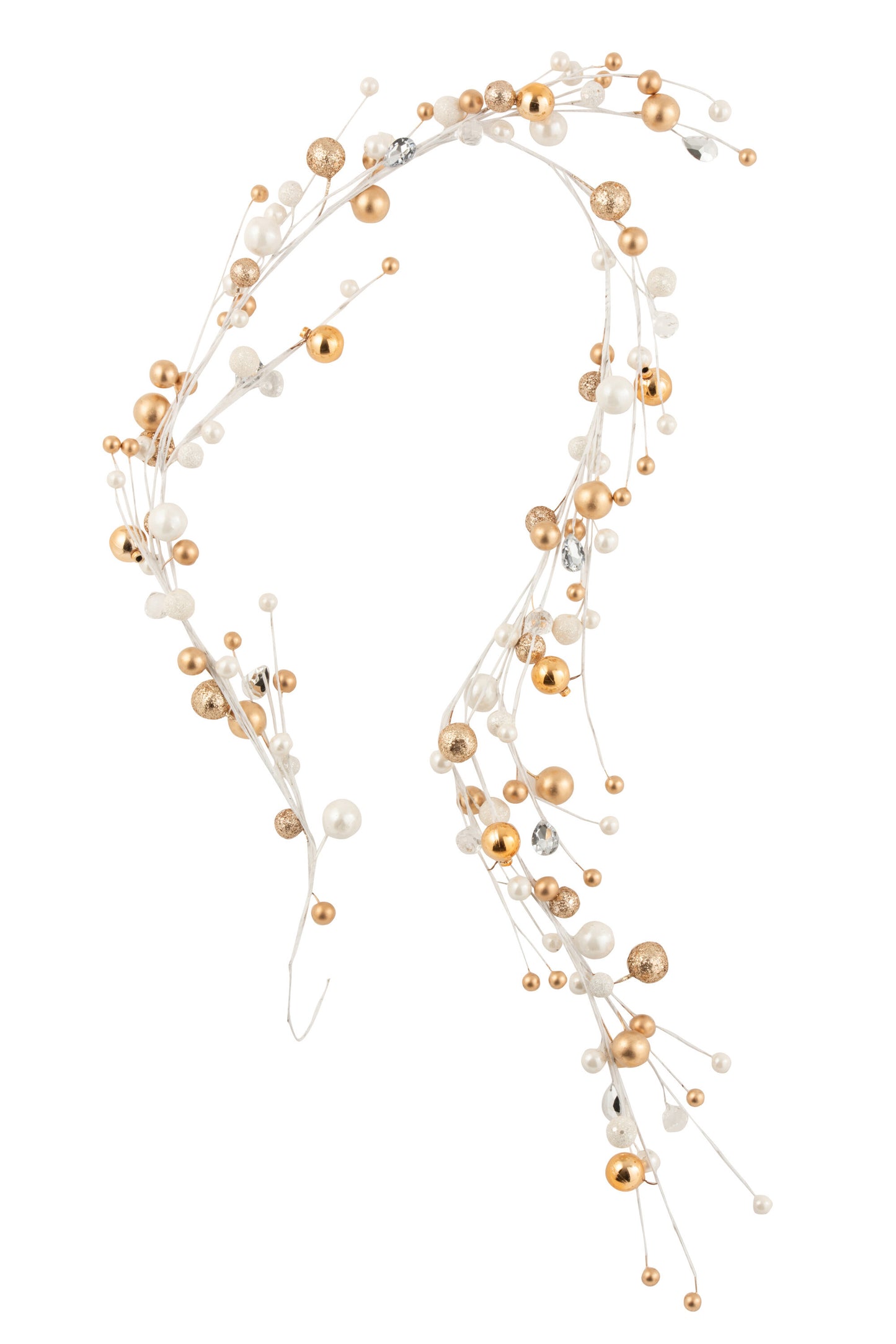 GARLAND MINI CHRISTMAS BAUBLES ECRU/GOLD