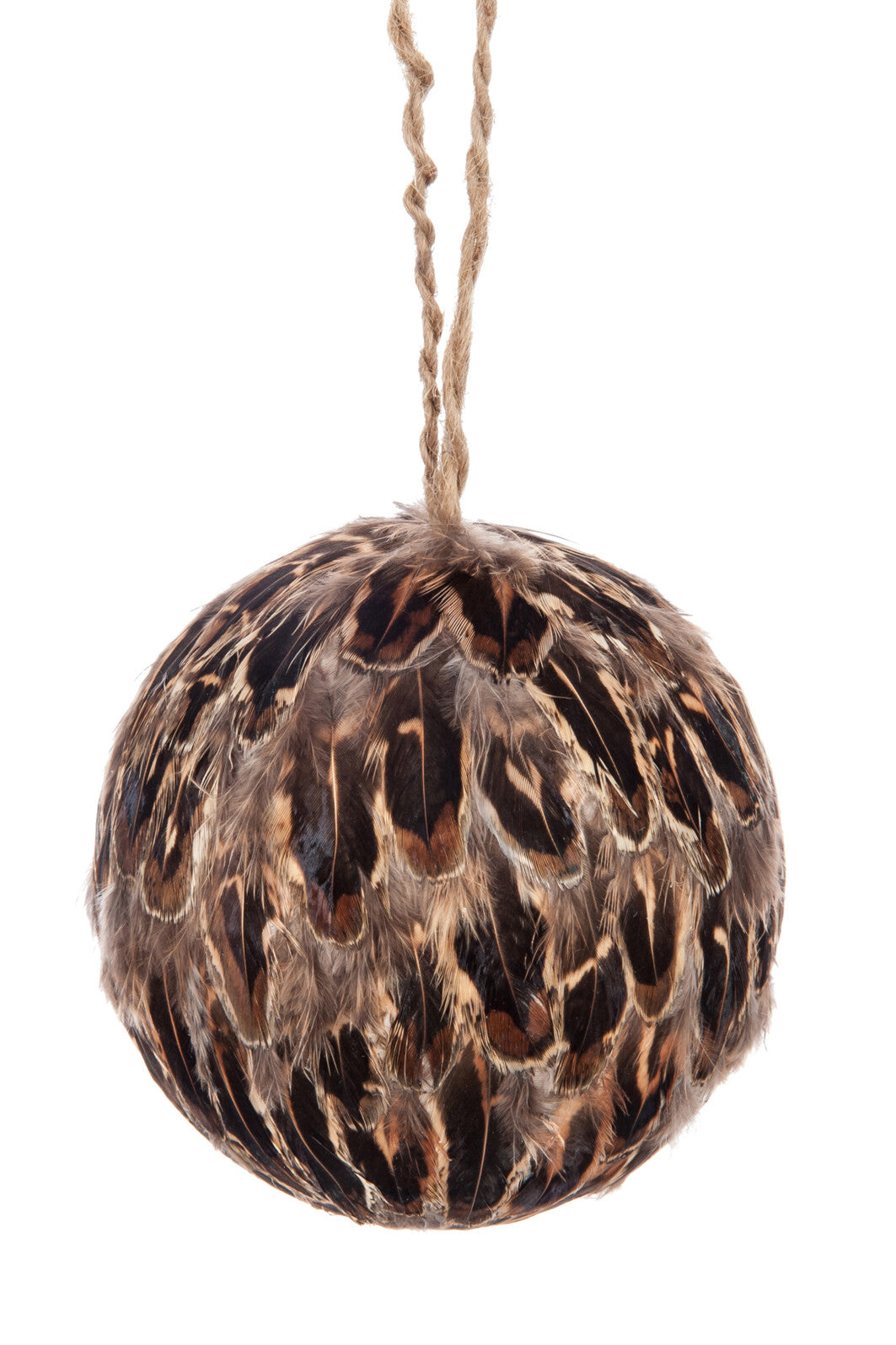 BALL DECO HANG FEATHERS DARK BROWN MIX 9CM