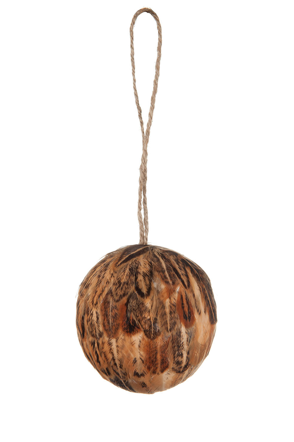 BALL DECO HANG FEATHERS LICHT BROWN/BEIGE 10CM