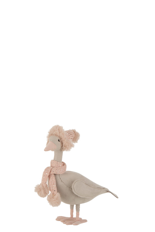 DUCK STANDING DECO TEXTILE PINK SMALL