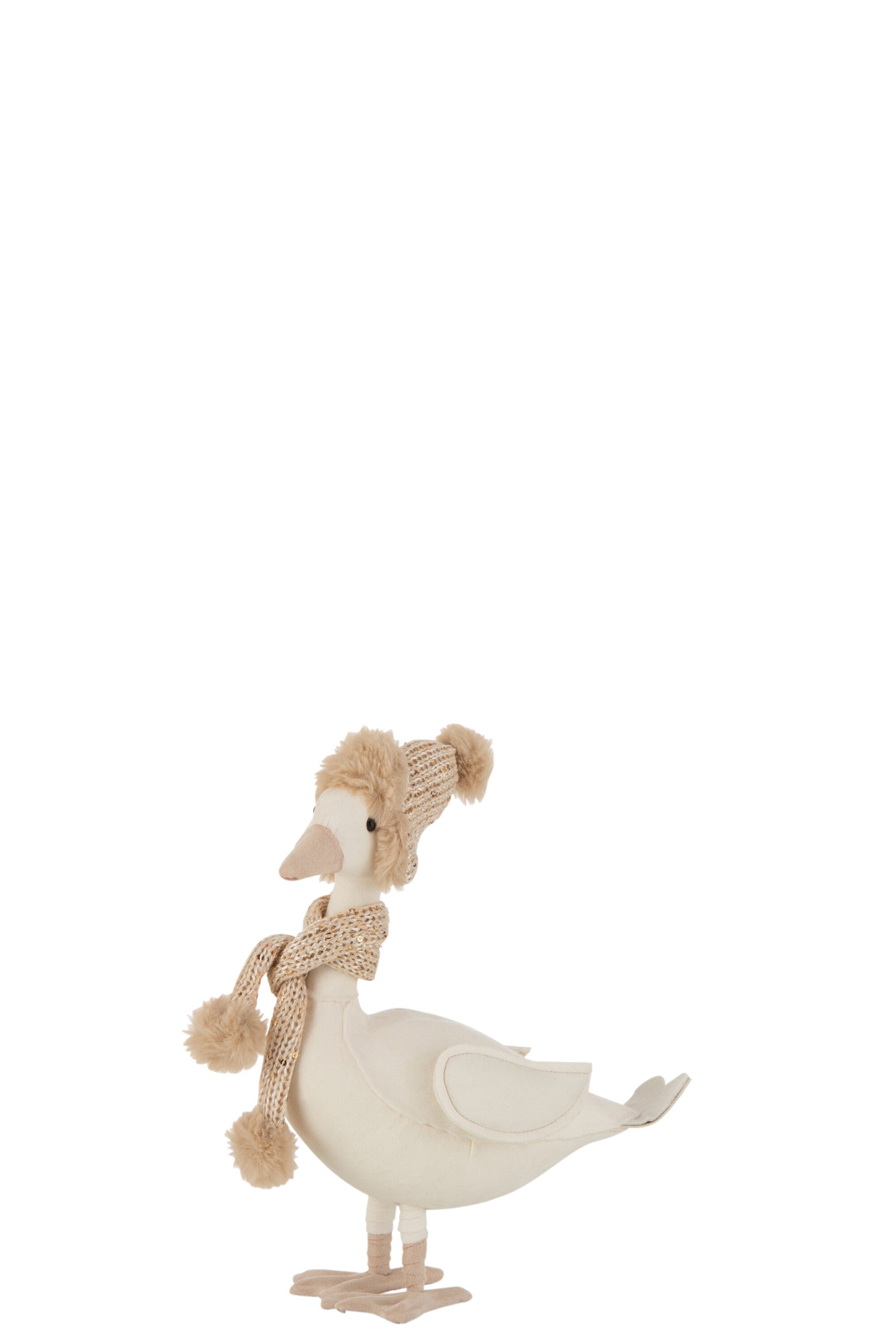 DUCK STANDING DECO TEXTILE BEIGE SMALL