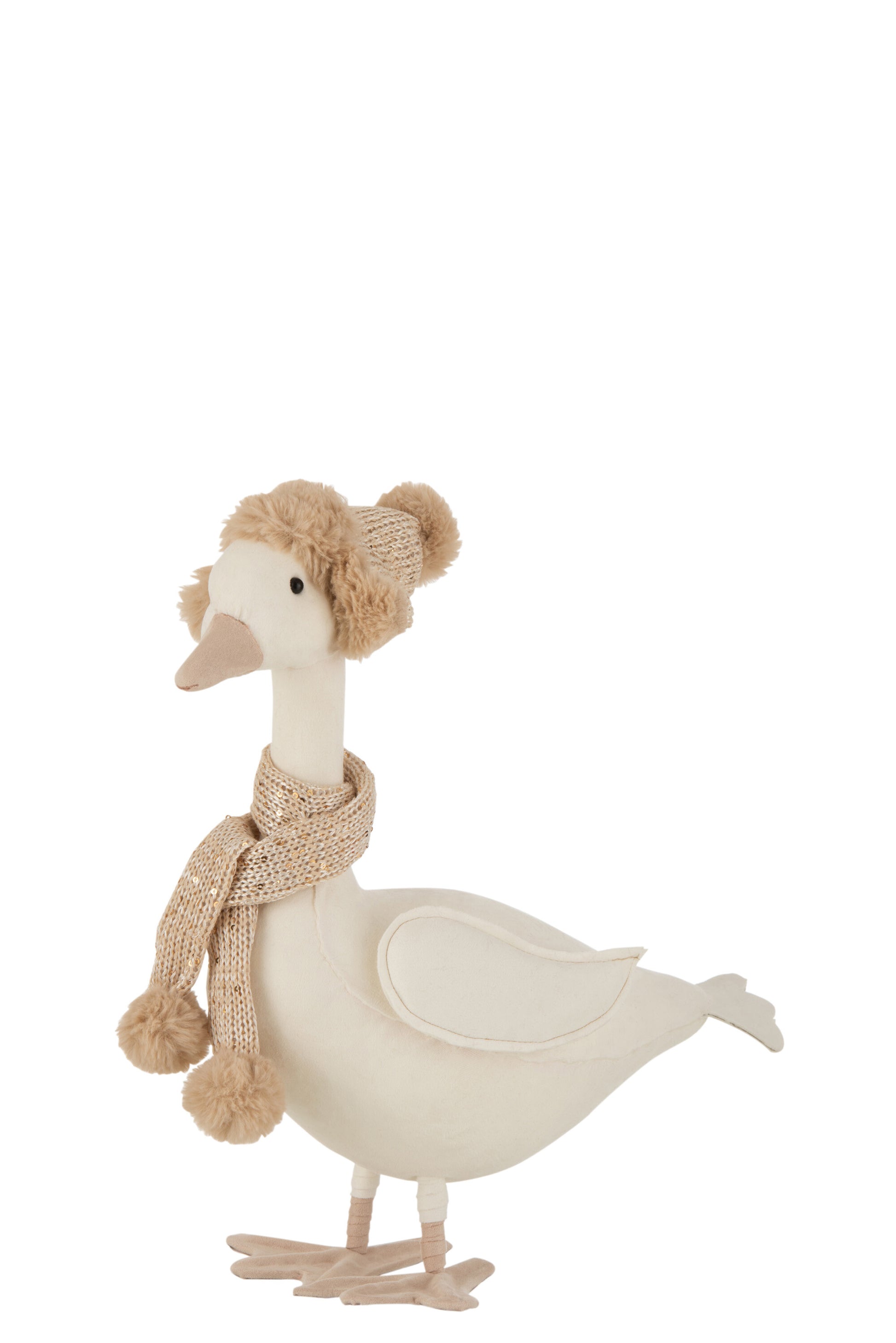 DUCK STANDING DECO TEXTILE BEIGE LARGE