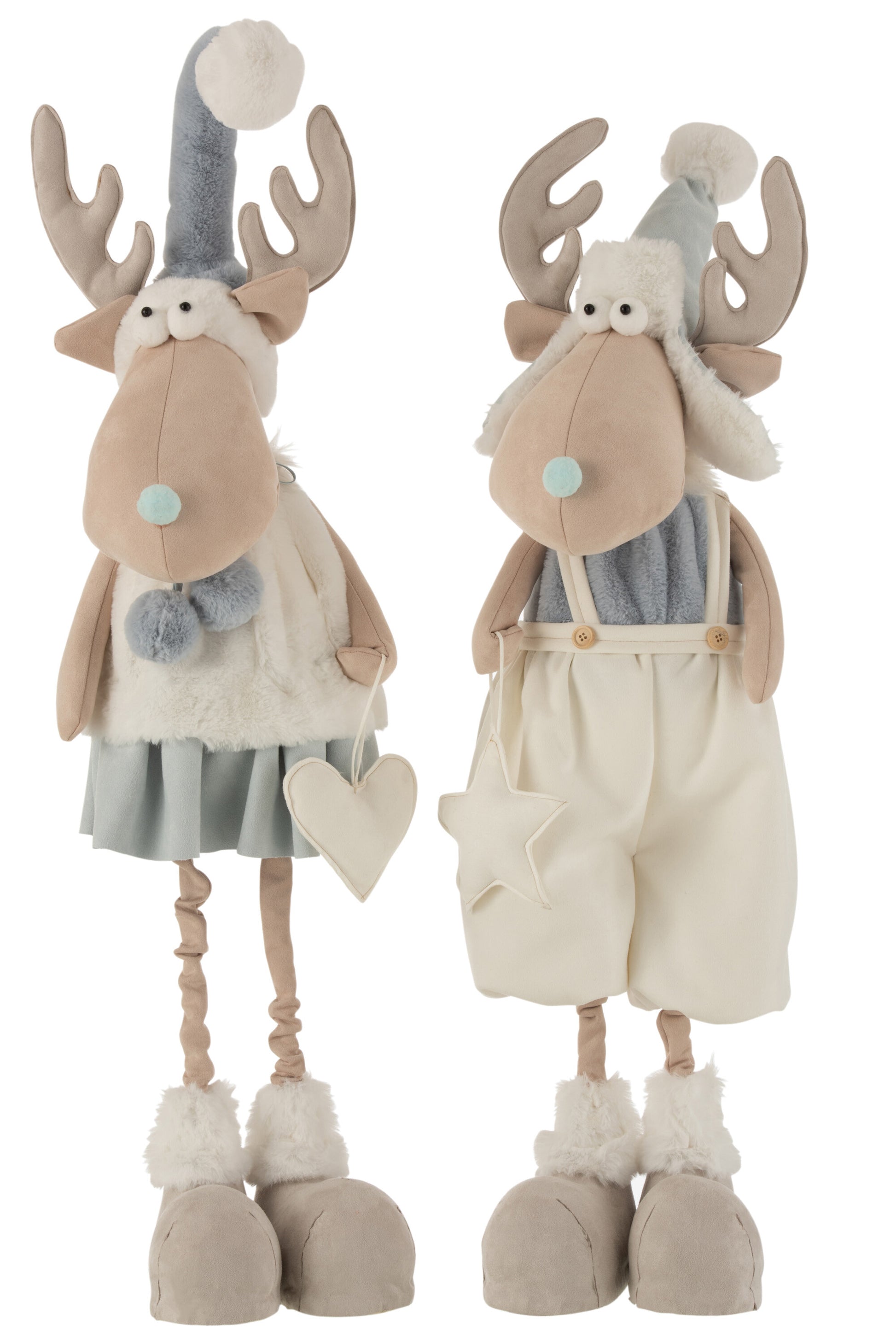 ELK STANDING DECO TEXTILE LIGHT BLUE/WHITE LARGE ASSORTMENT OF 2