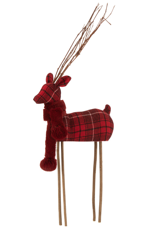 DEER STANDING DECO TEXTILE RED LARGE